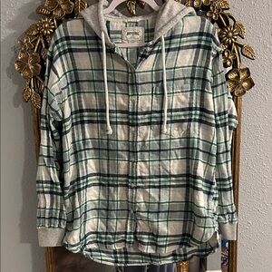 American Eagle Hooded Flannel Button-up Jacket - Medium